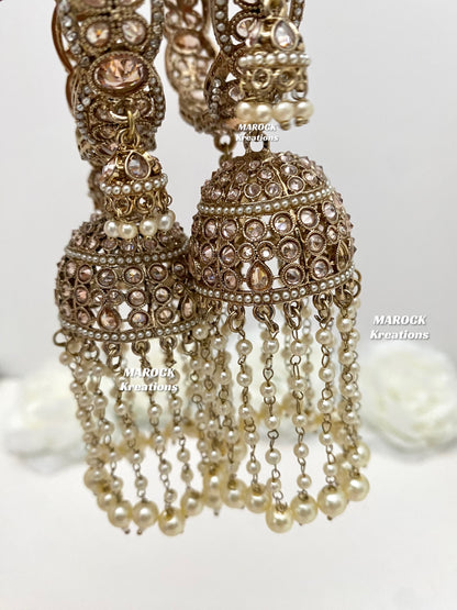 Kaynat Antique Gold Kaleere style Jhumki Bangles/Kade