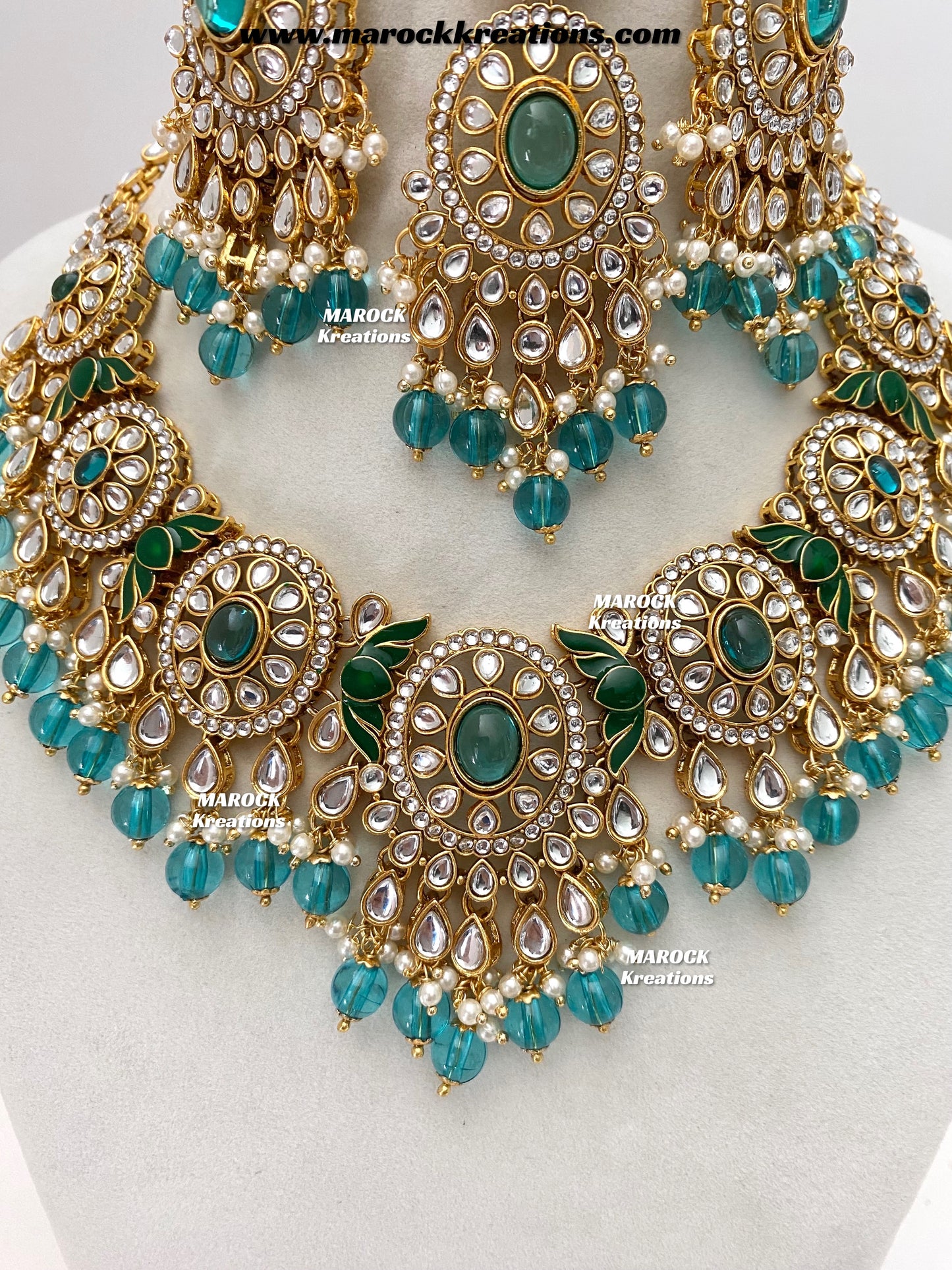 Iqra Premium Quality Kundan Meenakari Statement Necklace set