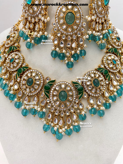 Iqra Premium Quality Kundan Meenakari Statement Necklace set