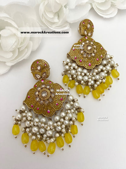 Premium Quality Polki Meenakari Statement Earrings