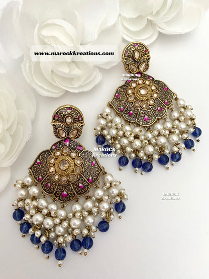 Premium Quality Polki Meenakari Statement Earrings