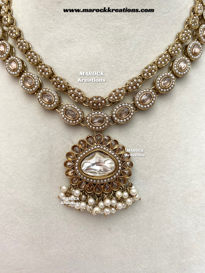 Nadira Kundan Polki double layer Necklace set