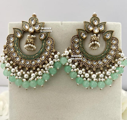 Premium Quality Kundan Meenakari Statement Earrings