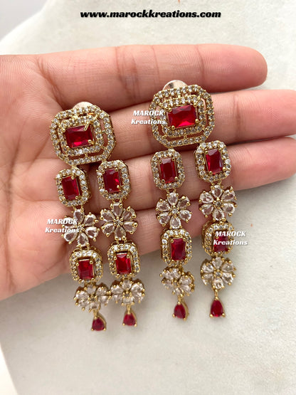 Arvin Antique Gold American Diamond triple layer Statement Necklace set