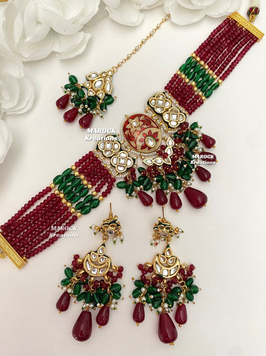 Nagma Premium Quality Kundan Meenakari Statement Choker set
