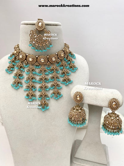 Shaya Antique Gold Polki waterfall Choker set