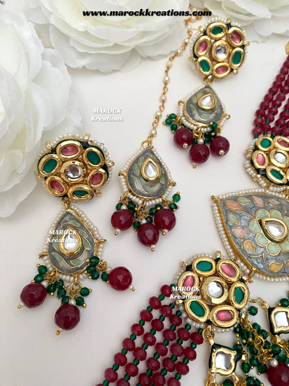 Natasha Premium Quality Kundan Meenakari Statement Choker set