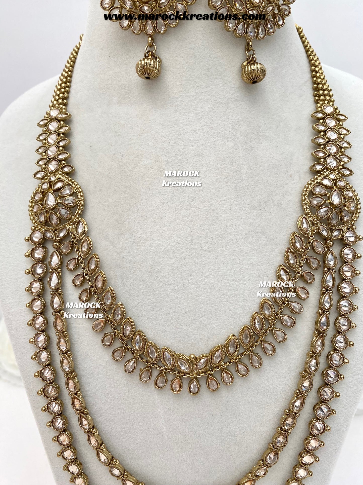 Narmeen Premium Quality Polki Statement Rani haar set
