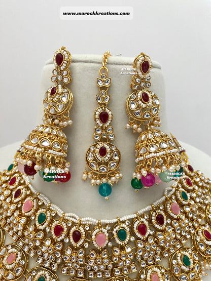 Kundan Necklace set comes with jhumki Earrings and tikka