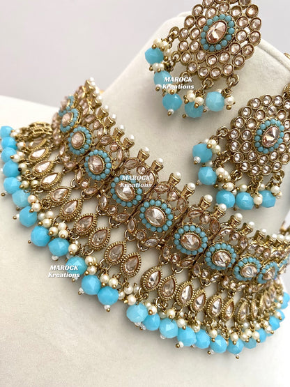 Antique Gold Polki choker sets