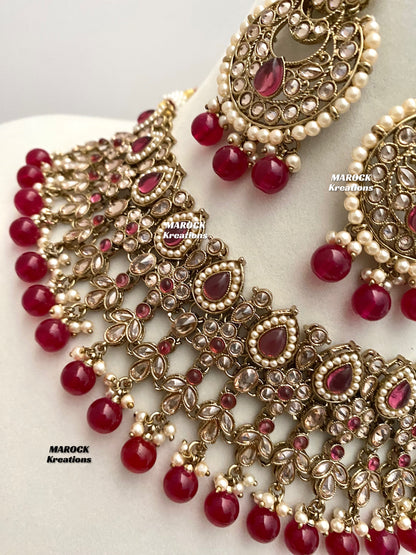 Sadhna Antique Gold Polki Necklace set