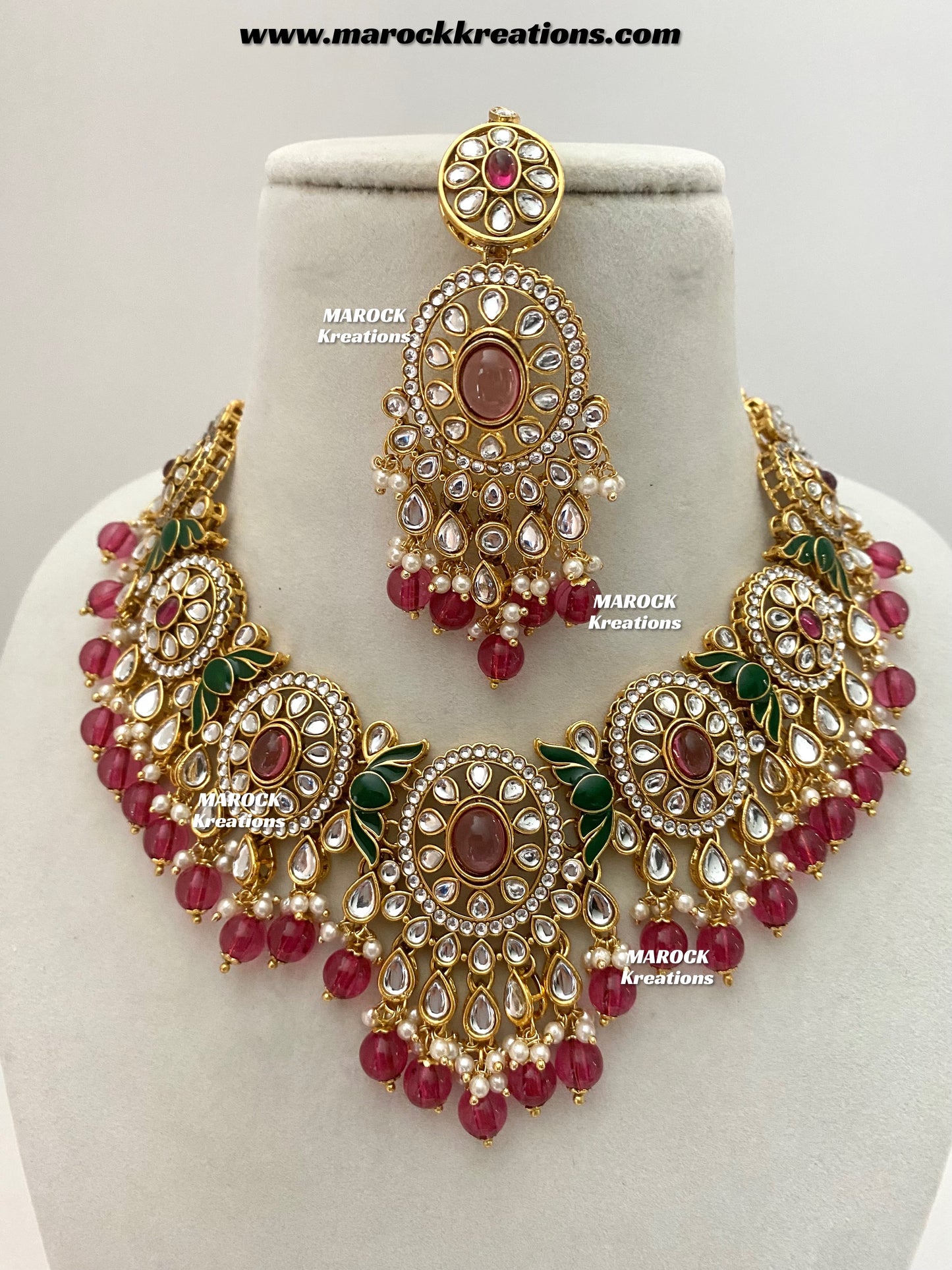 Iqra Premium Quality Kundan Meenakari Statement Necklace set