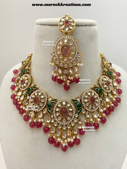 Iqra Premium Quality Kundan Meenakari Statement Necklace set