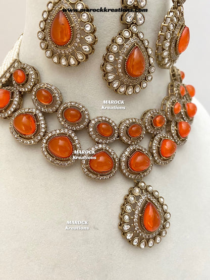 Zafina Premium Quality Moissanite Kundan Statement Choker/Necklace set