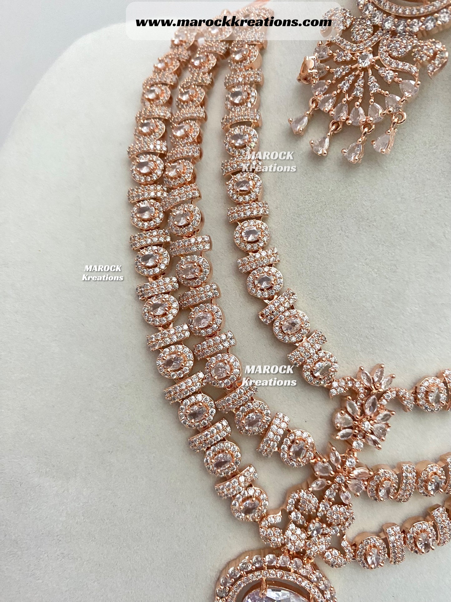 Anila American Diamond Triple layer Necklace set