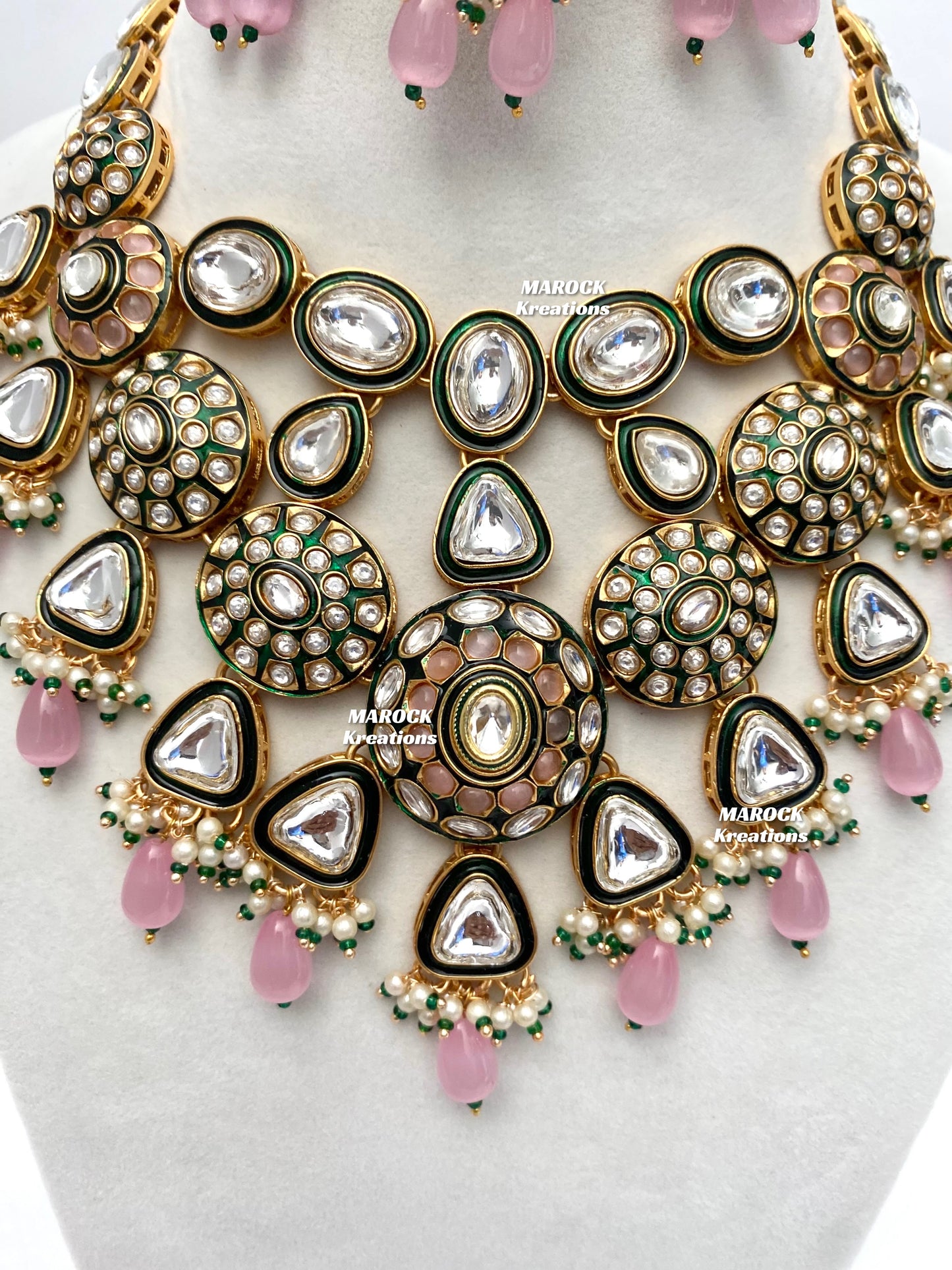 Amisha Premium Quality Kundan Meenakari Statement Necklace set