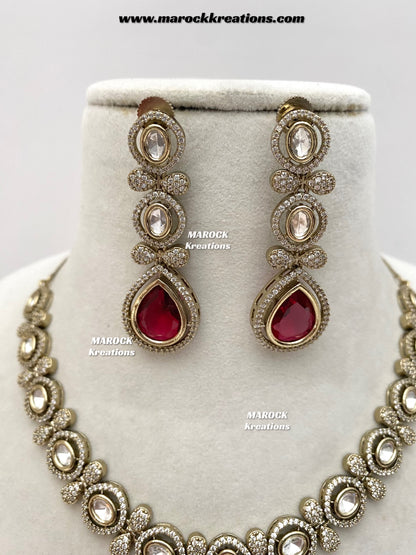 Ramsha Premium Quality Moissanite Kundan Necklace set