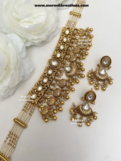 Sugandha Premium Quality Gold Plated Rajwadi choker set