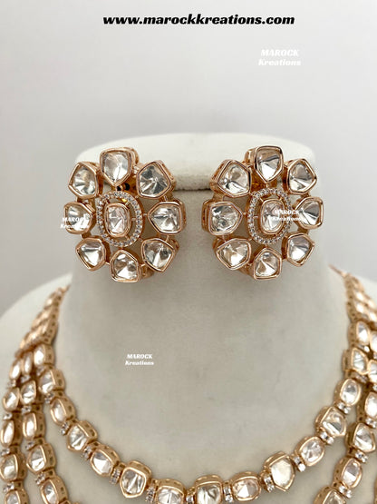 Farha Premium quality Tyani inspired gold plated triple layer statement necklace set