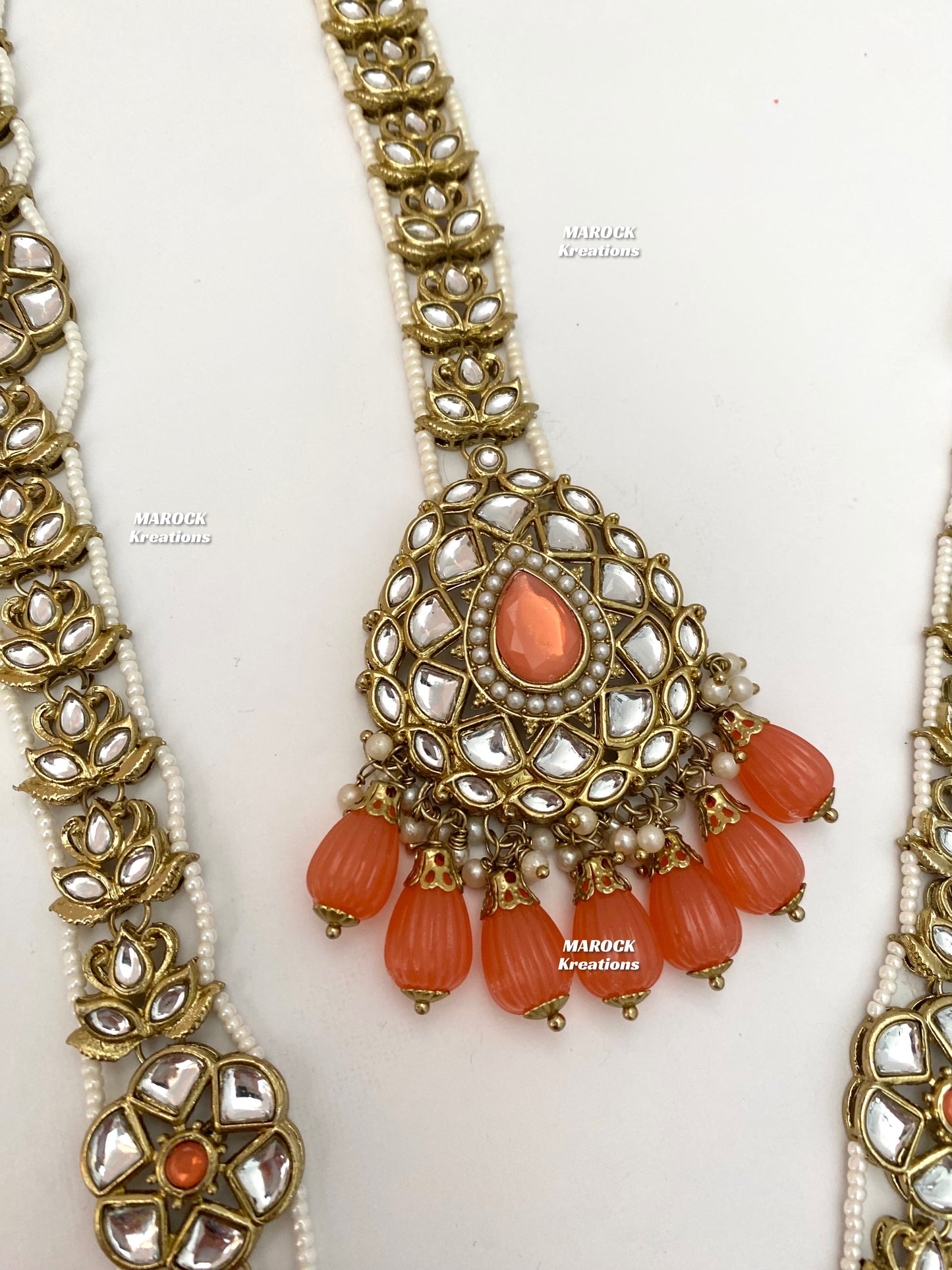 Kundan Coral Rani Haar/Long necklace