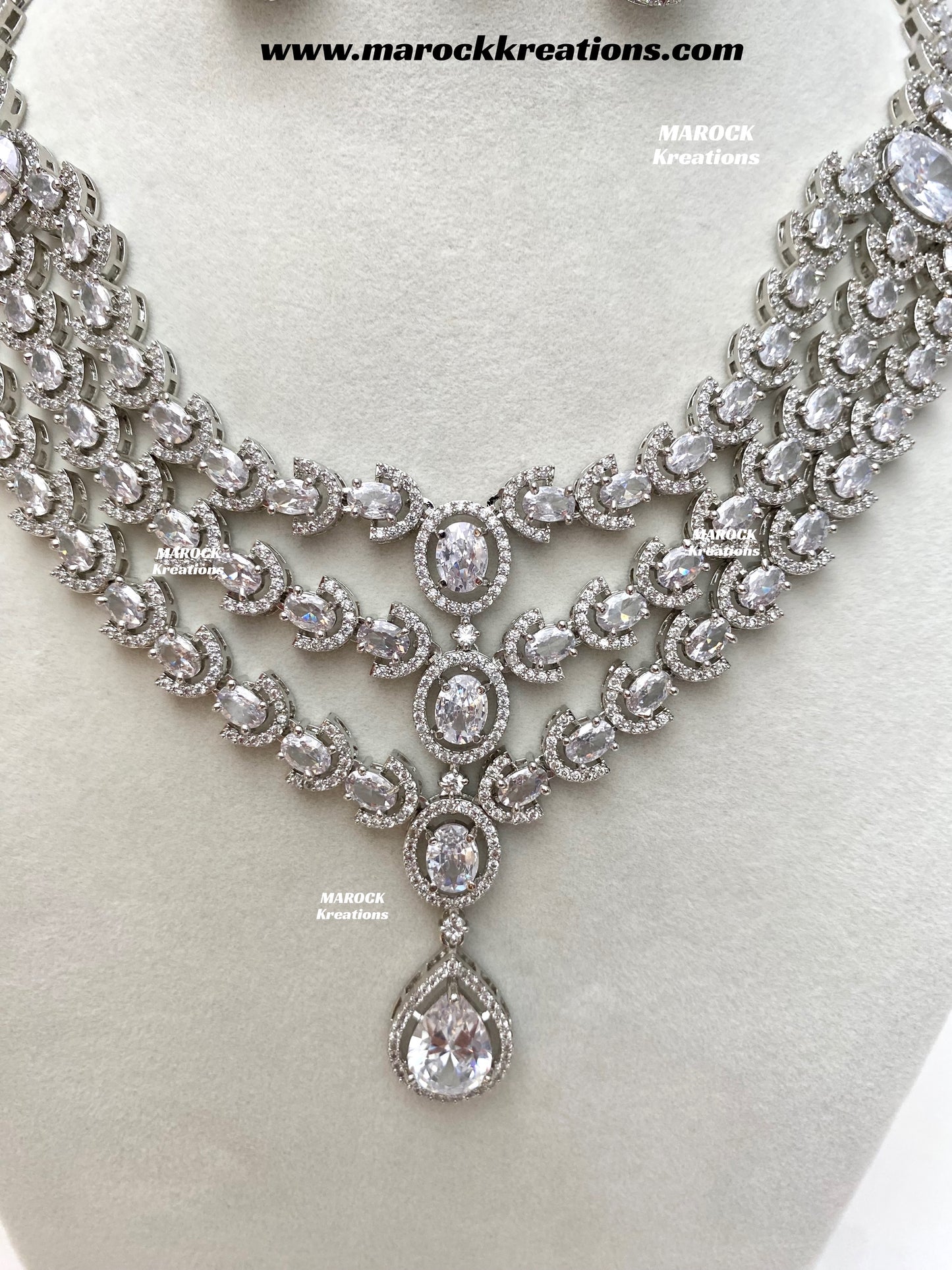 Gannat Silver American Diamond Necklace set
