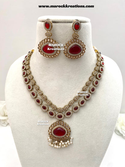 Nadira Kundan Polki double layer Necklace set