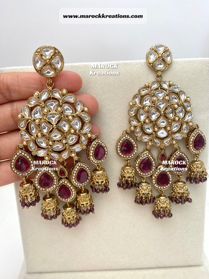 Bollywood style premium quality Kundan Statement Earrings