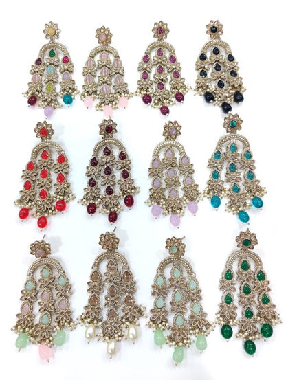 Rosa Bollywood style Polki Statement Earrings