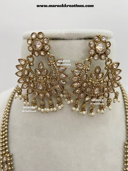 Amna Premium Quality Polki Statement Rani haar set