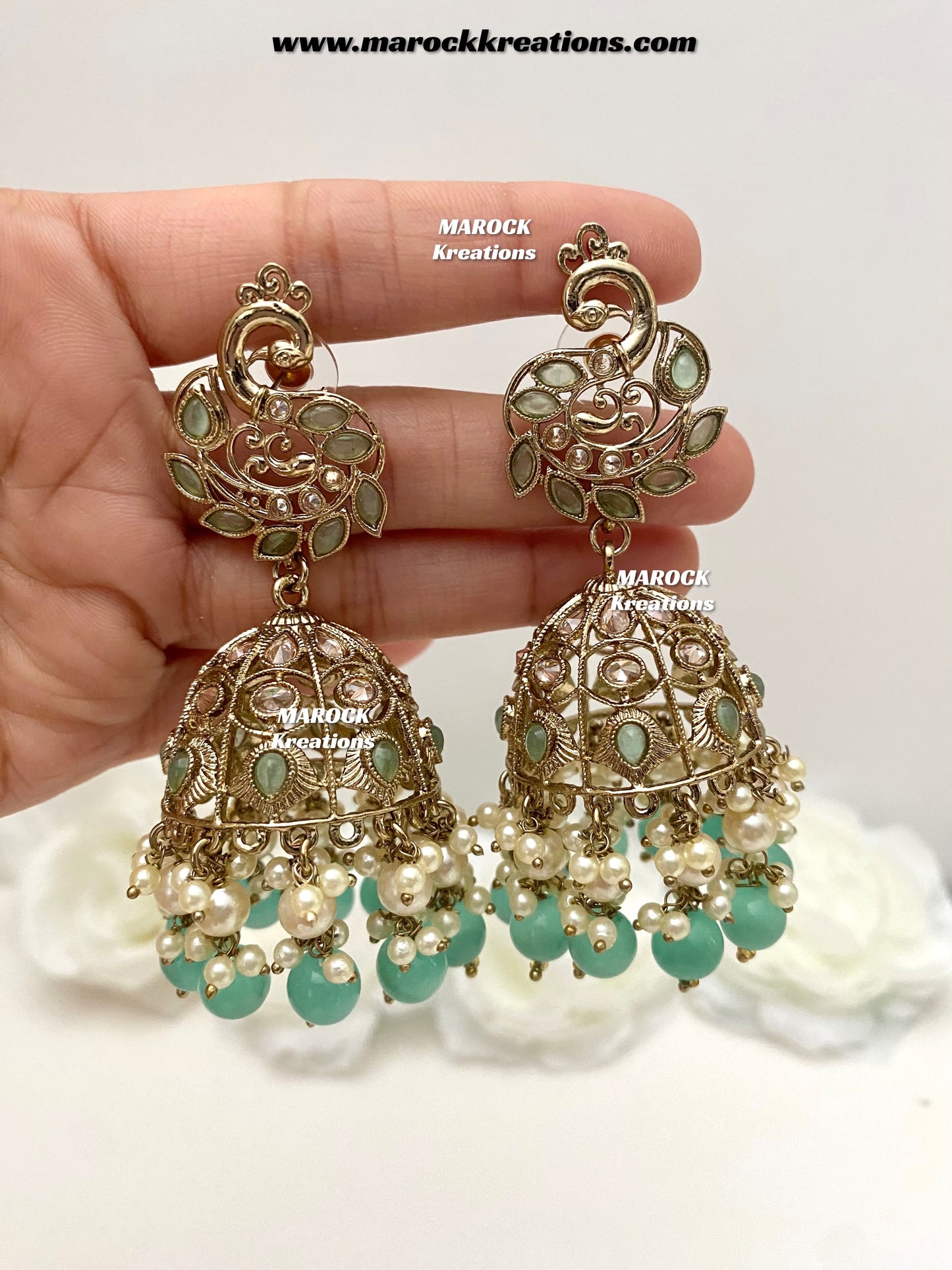 Antique Gold Polki Jhumki Earrings