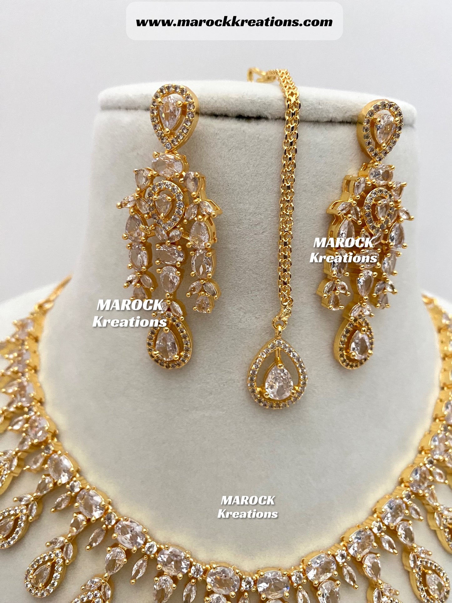 Ashley Golden American Diamond Necklace set