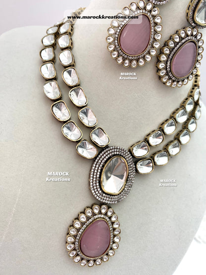 Premium Quality uncut Kundan Moissanite Necklace set
