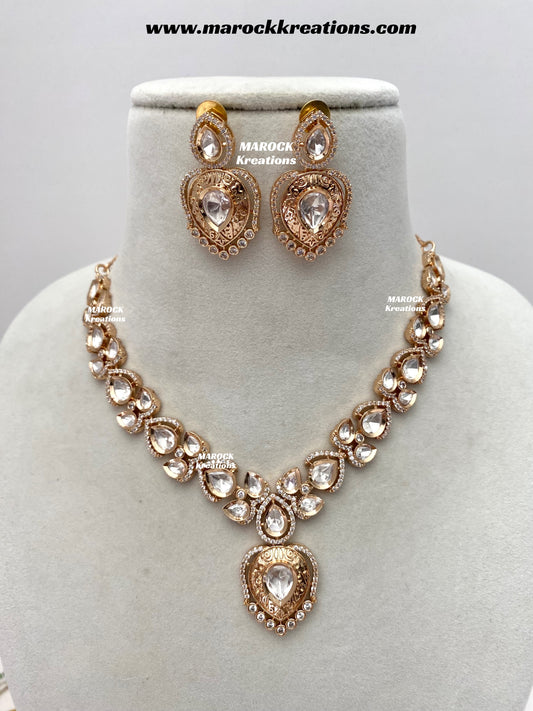 Ranchi Premium Quality Tyani inspired Gold plated statement necklace set