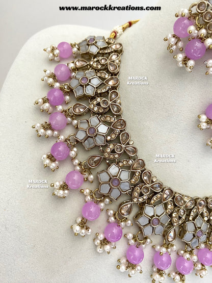 Arpan Antique Gold Polki MOP Statement Necklace set
