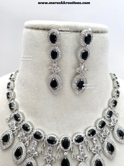 Samiha Silver American Diamond Necklace set