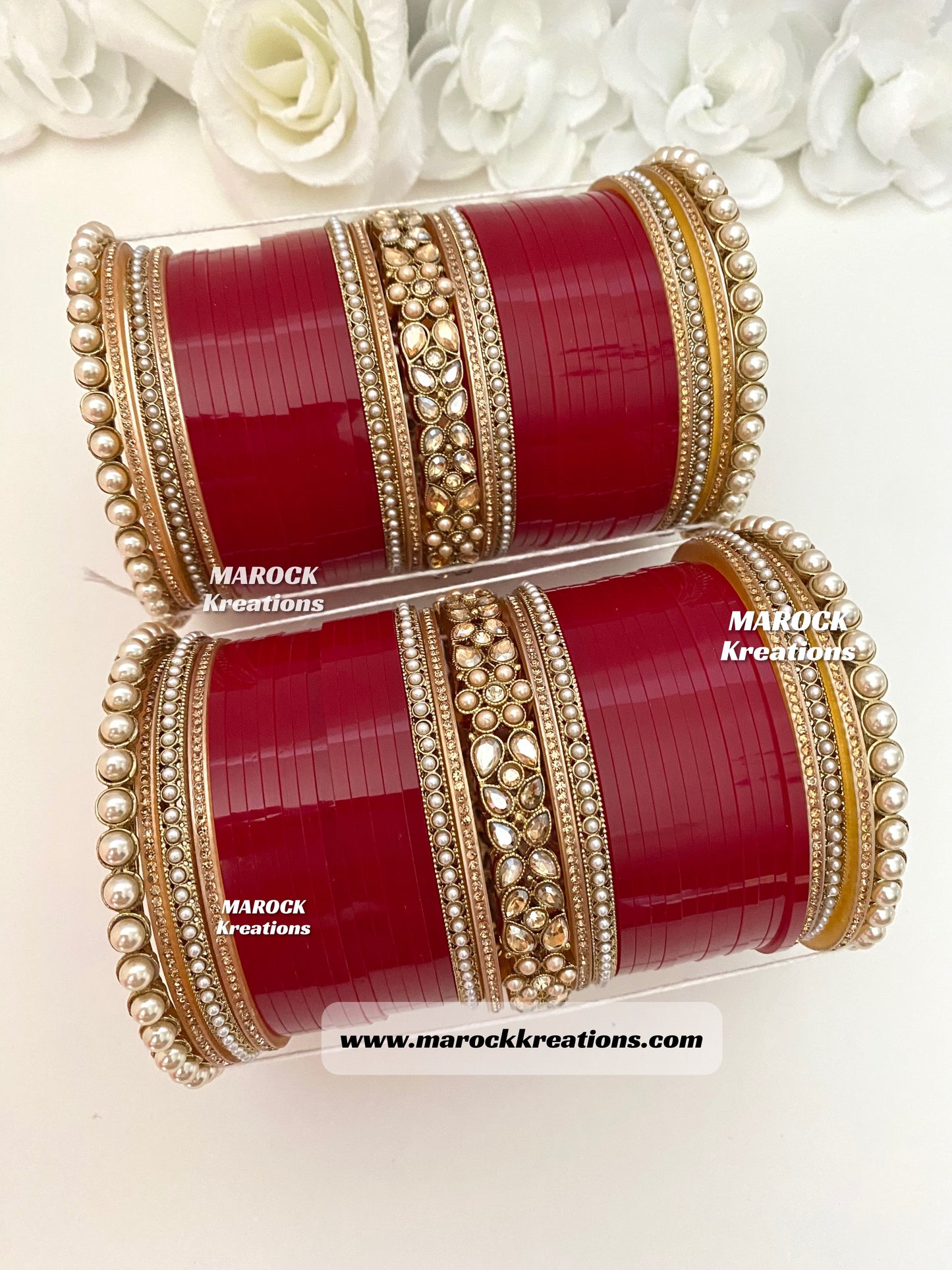 Polki Maroon/Dark Red Bridal Choora/Bridal Bangles