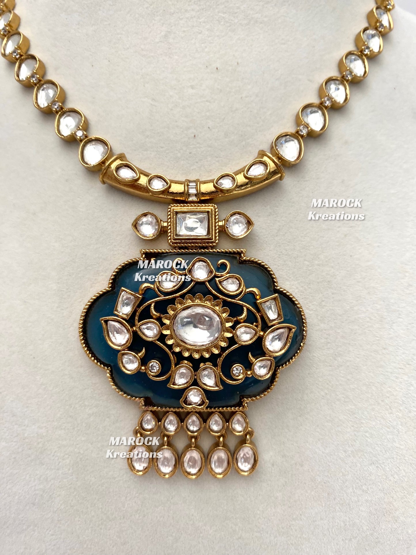 Shazia Premium Quality Moissanite Kundan Necklace set