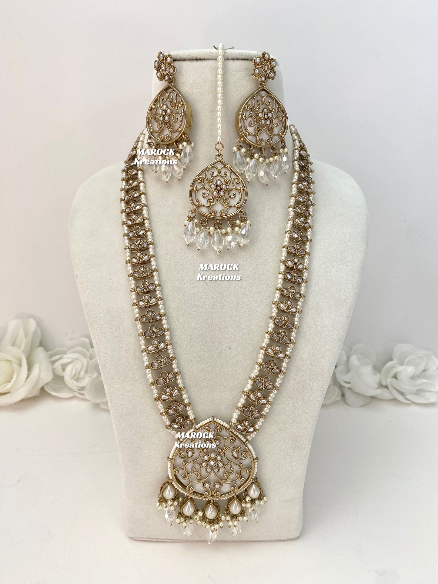 Monica Polki MOP Rani Haar/Long Necklace set