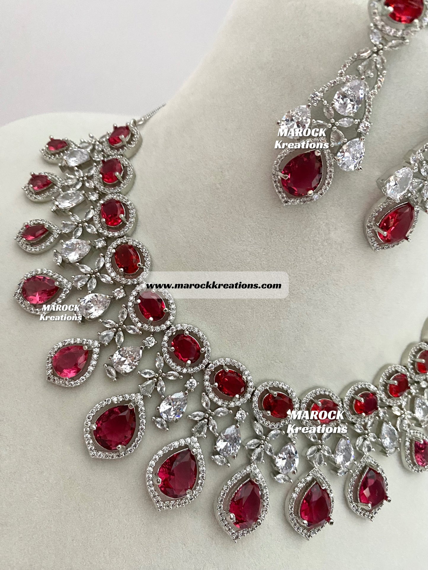 Silver American Diamond Necklace set