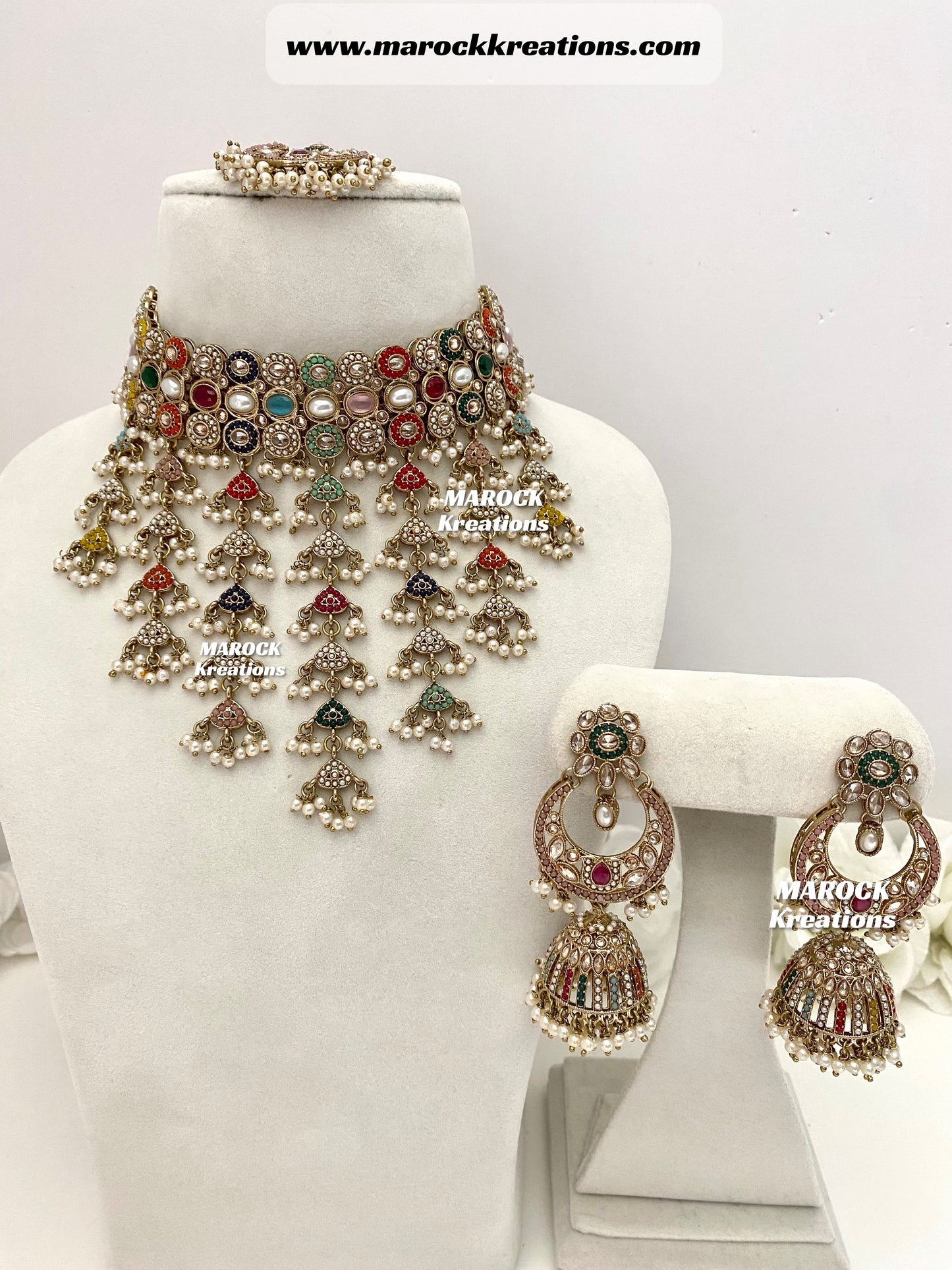 Sahiba Antique Gold Polki statement trendy Choker set