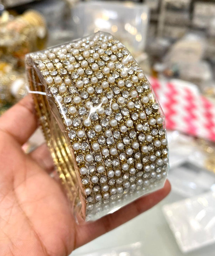 Kimmi Pearl and stones Bangles (Set of 12)