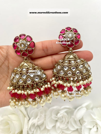 Bollywood style Kundan Statement Earrings