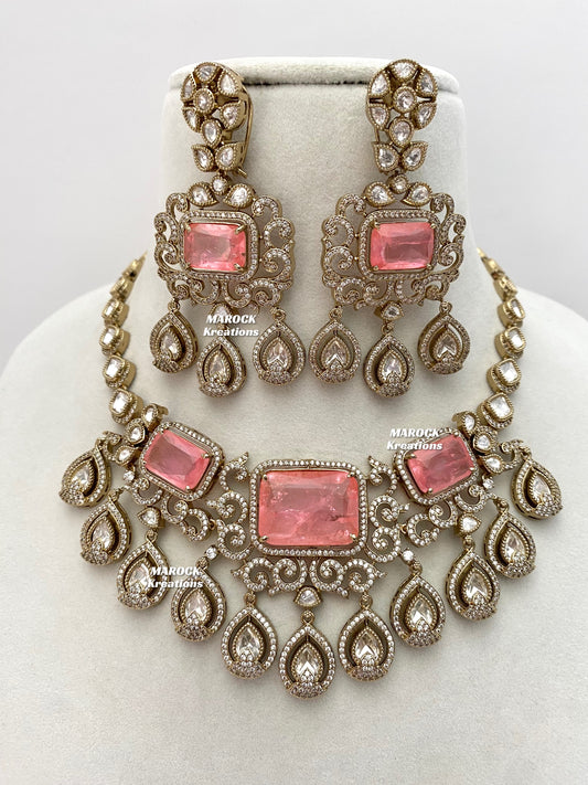 Labiba Sabyasachi inspired Premium Quality Moissanite Kundan with doublet stone Statement Necklace set