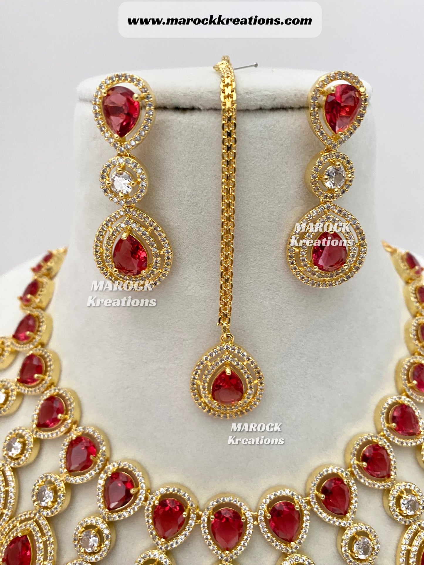 Soha Golden American Diamond Necklace set