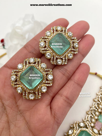 Paloma Sabyasachi inspired Premium Quality Moissanite Kundan and American Diamond choker set