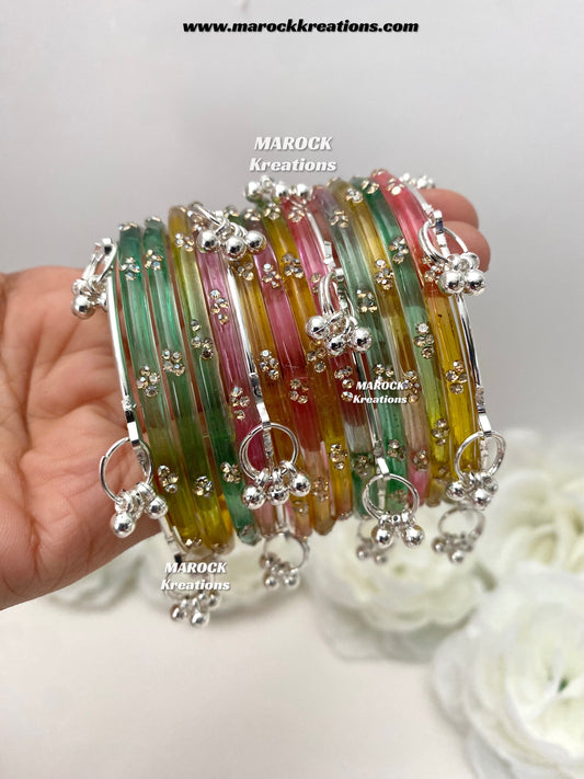Rain drop Glass bangles and Kashmiri bangles set