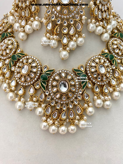 Iqra Premium Quality Kundan Meenakari Statement Necklace set