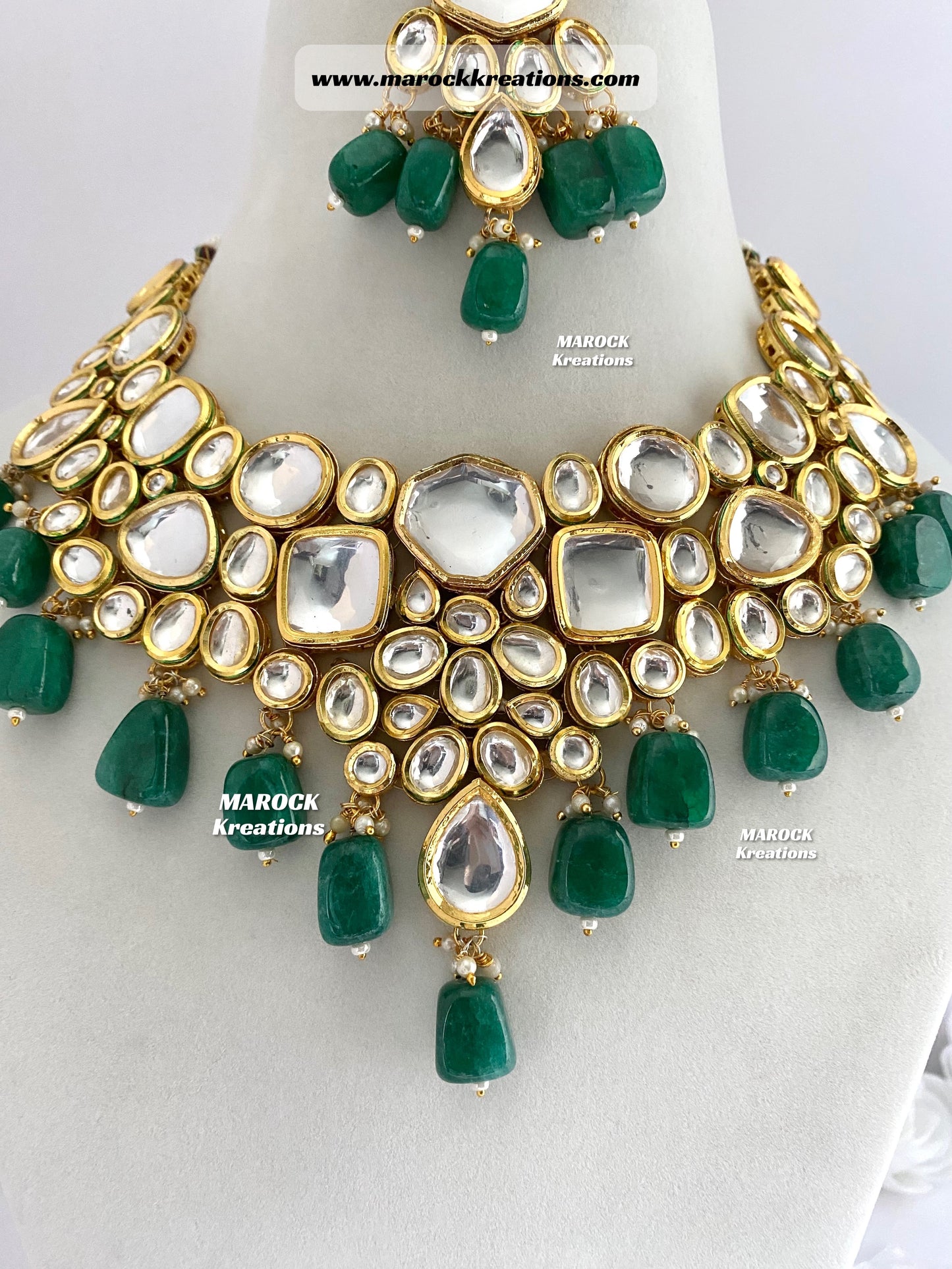 Trendy Uncut Kundan Statement Necklace set/Bridal set