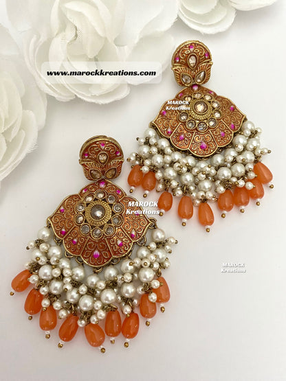 Premium Quality Polki Meenakari Statement Earrings