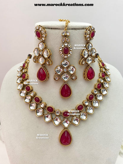 Romana Premium Quality Kundan Statement Necklace set